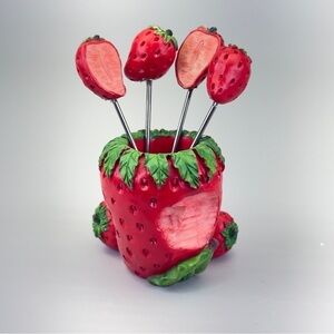 Vintage 2002 Strawberry Appetizer Pick Set